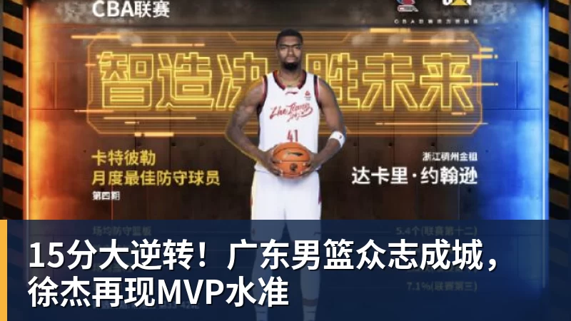 15分大逆转!广东男篮众志成城,徐杰再现MVP水准