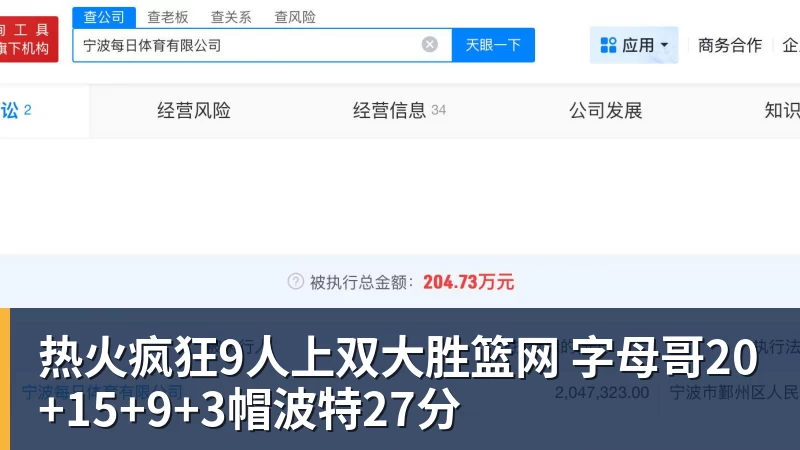 热火疯狂9人上双大胜篮网 字母哥20+15+9+3帽波特27分