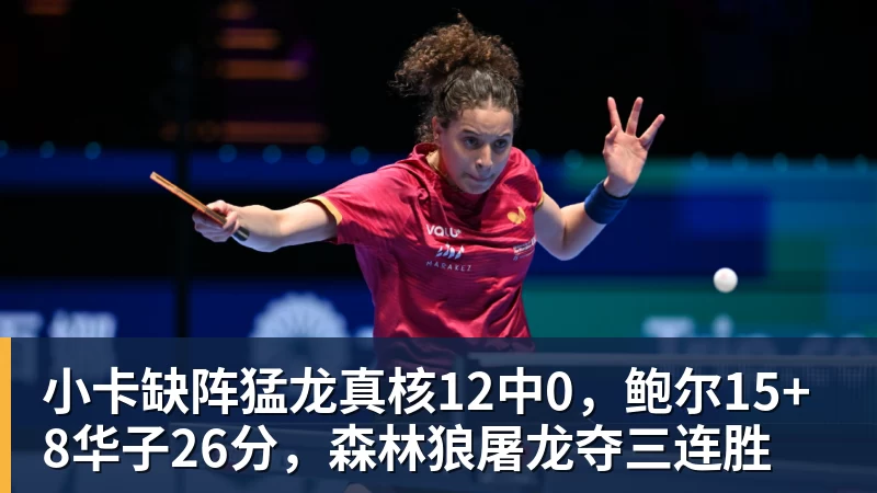 小卡缺阵猛龙真核12中0,鲍尔15+8华子26分,森林狼屠龙夺三连胜